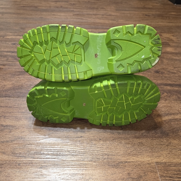 Club Exx Dolls Kill Invade Ur Space Alien Fuzzy Green Combat Boots Shoes 10 - Picture 8 of 8